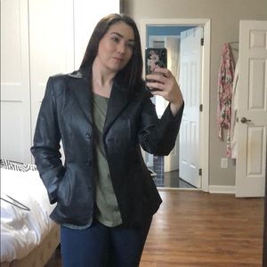 East 5th Black Leather Jacket Medium